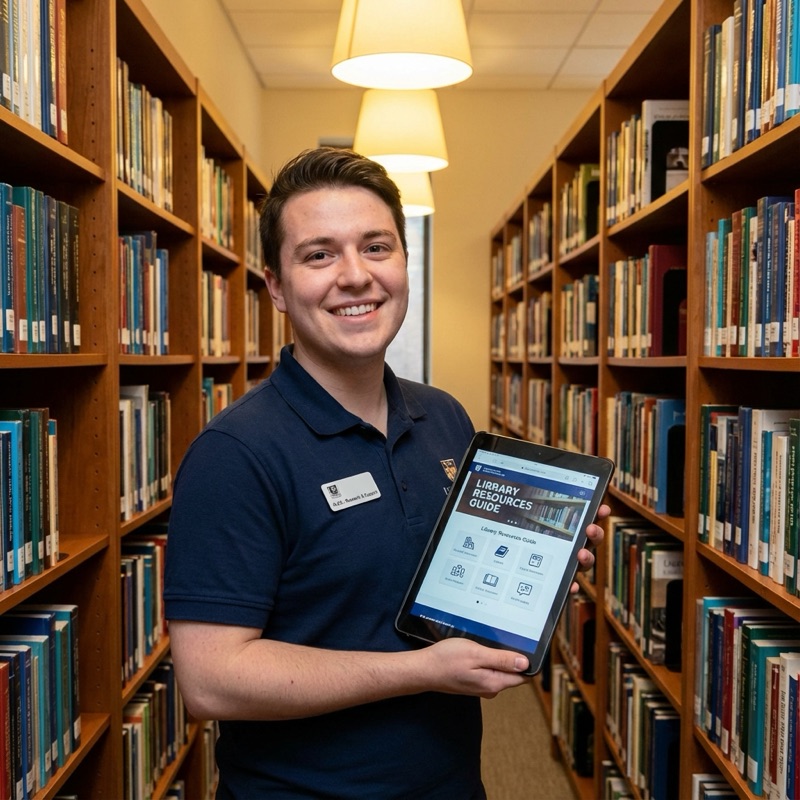 Library staff with resources