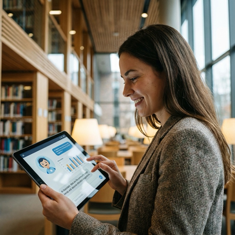 Person using AI in library